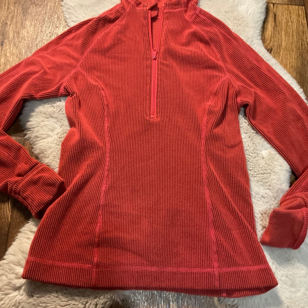 Zella Active Hoodie Pullover Top Size Small Salmon 1/4 Zip Thumb Hole Long Slve - Picture 2 of 10